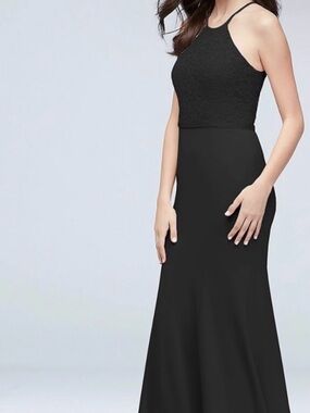 David's Bridal Black Lace Halter Dress